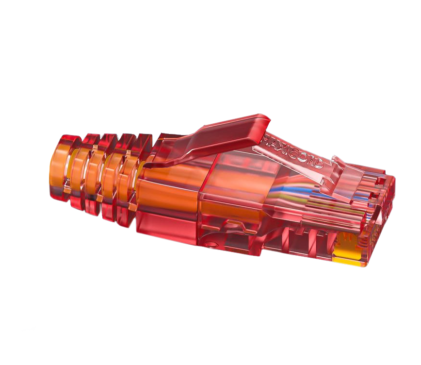 Комплект Maxicord, коннектор RJ-45(8P8C) кат.5е, защитный колпачок, красный, 100 шт